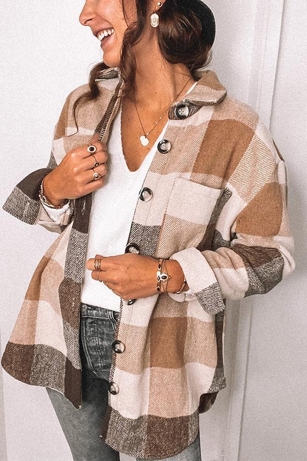 Plaid Woolen Shirt Jacket
