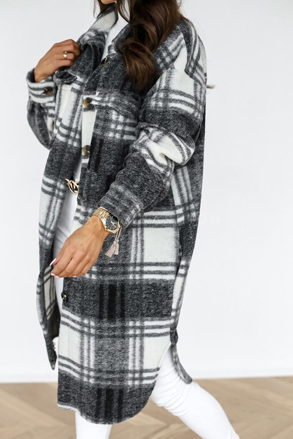 Plaid Woolen Coat