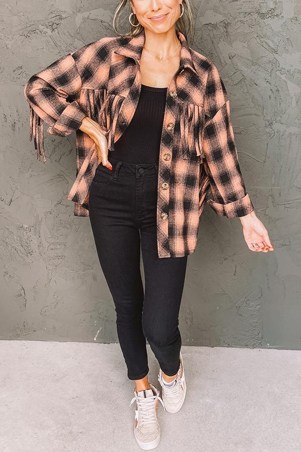 Plaid Fringe Shacket