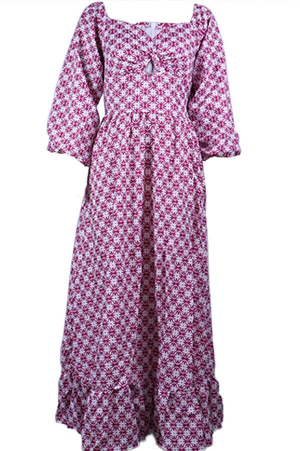 Loose Mid-length Printed Dress