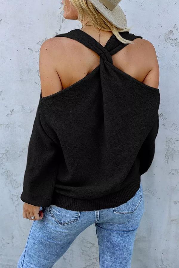 Off-the-shoulder Knitted Sweater
