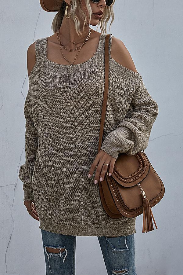 Solid Color Knitted Sling Strapless Base Sweater