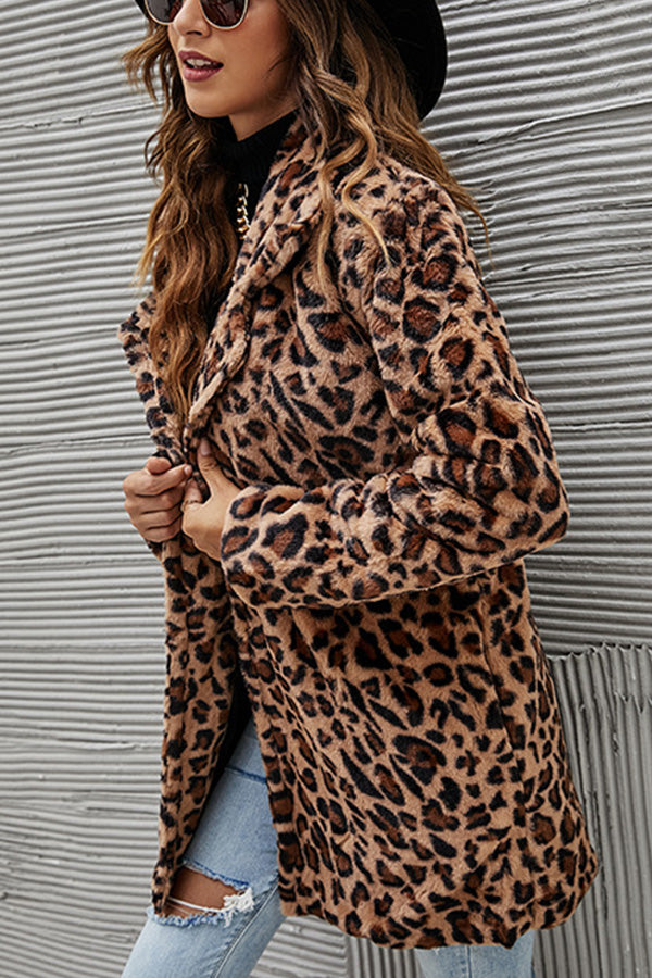 Long Sleeves Leopard Blend Coats