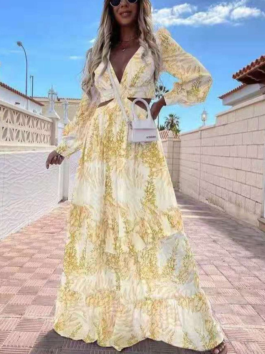 Elegant Bohemian Print Knotted Dress