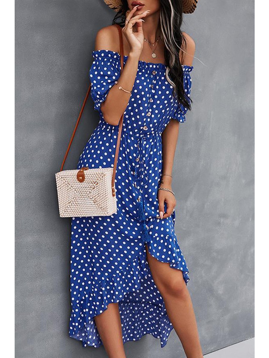 Trendy Polka Dot Strapless Dress
