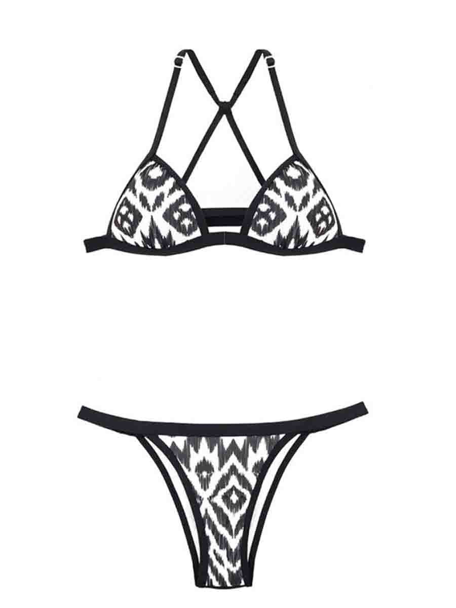 Tropical Racerback Triangle Brazilian Two Pieces Swimsuit (2 Colors)