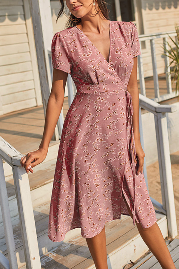 Bandage Slim Chiffon Floral Dress