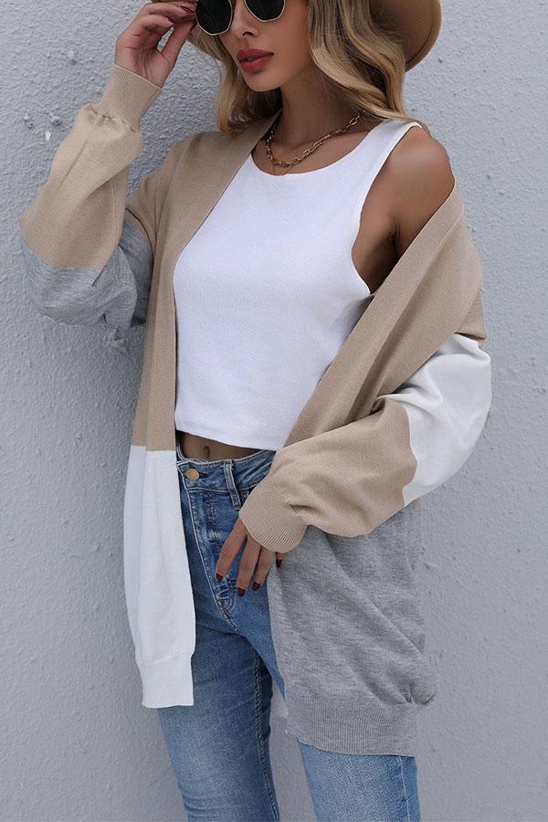 Loose Color-block Knitted Cardigan