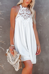 Everyday Beautiful Crochet Halter Mini Dress