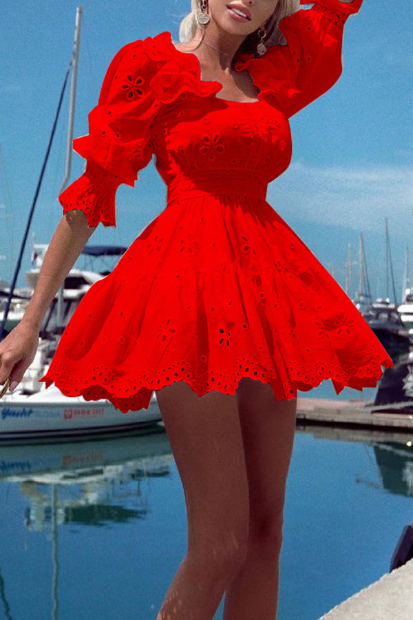 Solid Color Panel Mini Dress