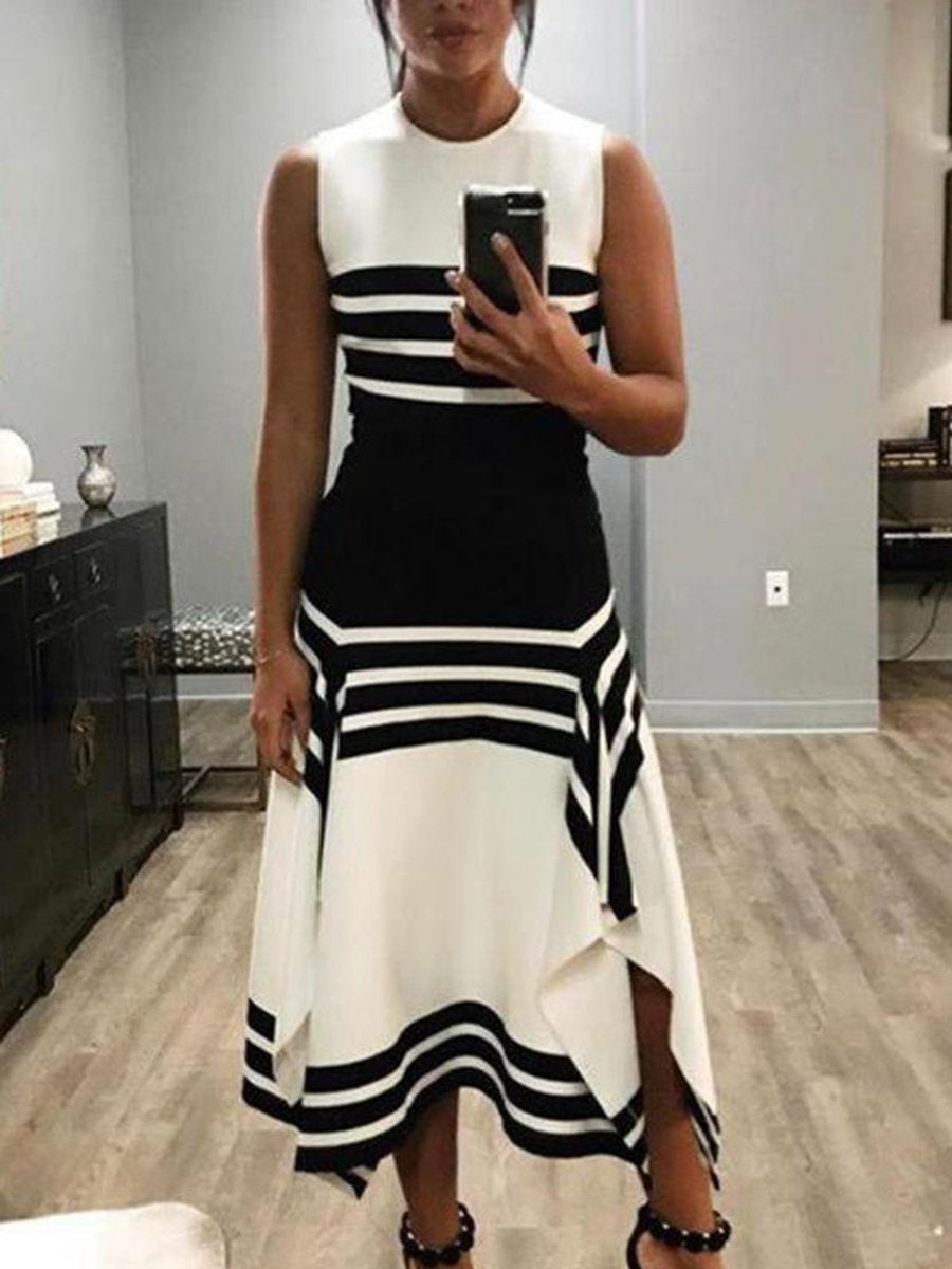Classic Strip Positioning Cut Dress