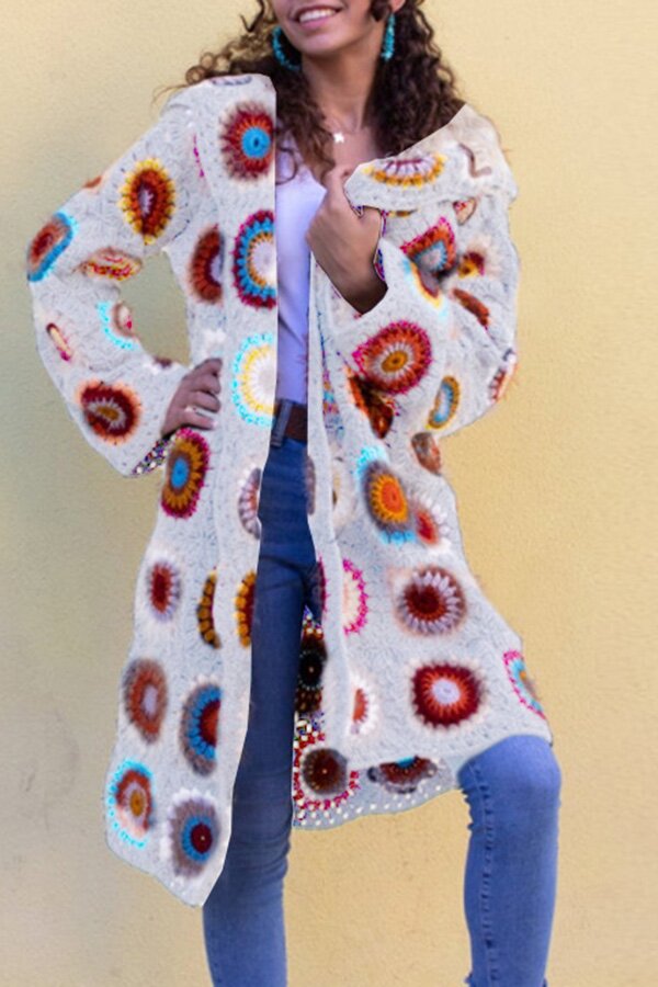 Hand Crocheted Granny Square Afghan Cardigan
