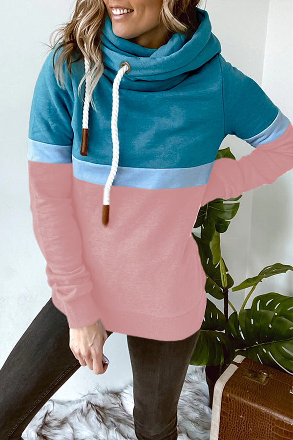 It's My Life Colorblock Turtleneck Hooded