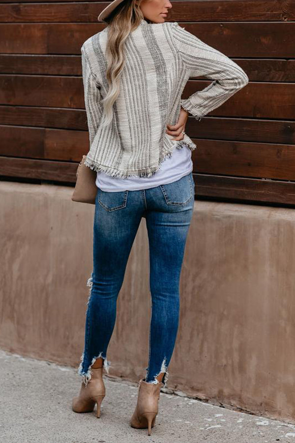 Cotton Frayed Tweed Jacket