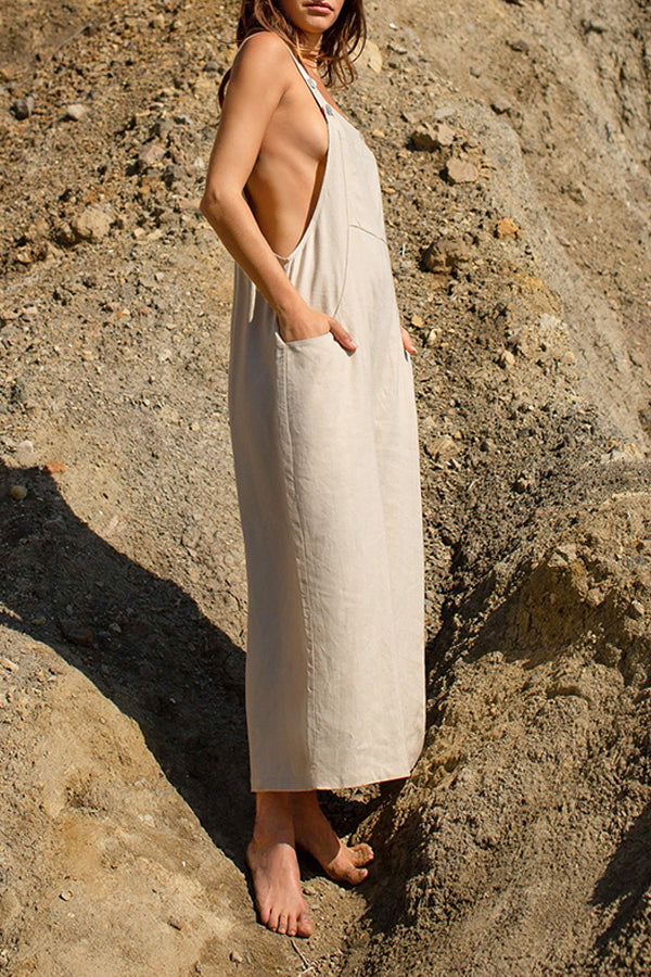 LINEN Pocket Front Overalls