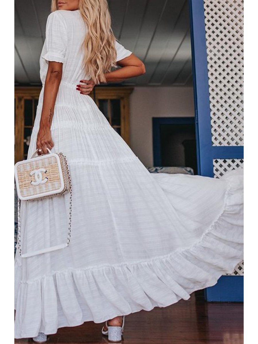 Bohemian Pure Color Holiday Dress