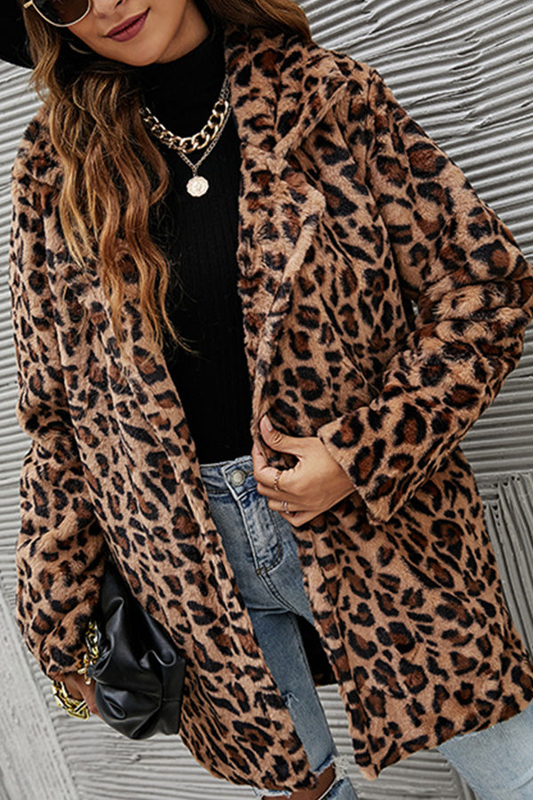 Long Sleeves Leopard Blend Coats
