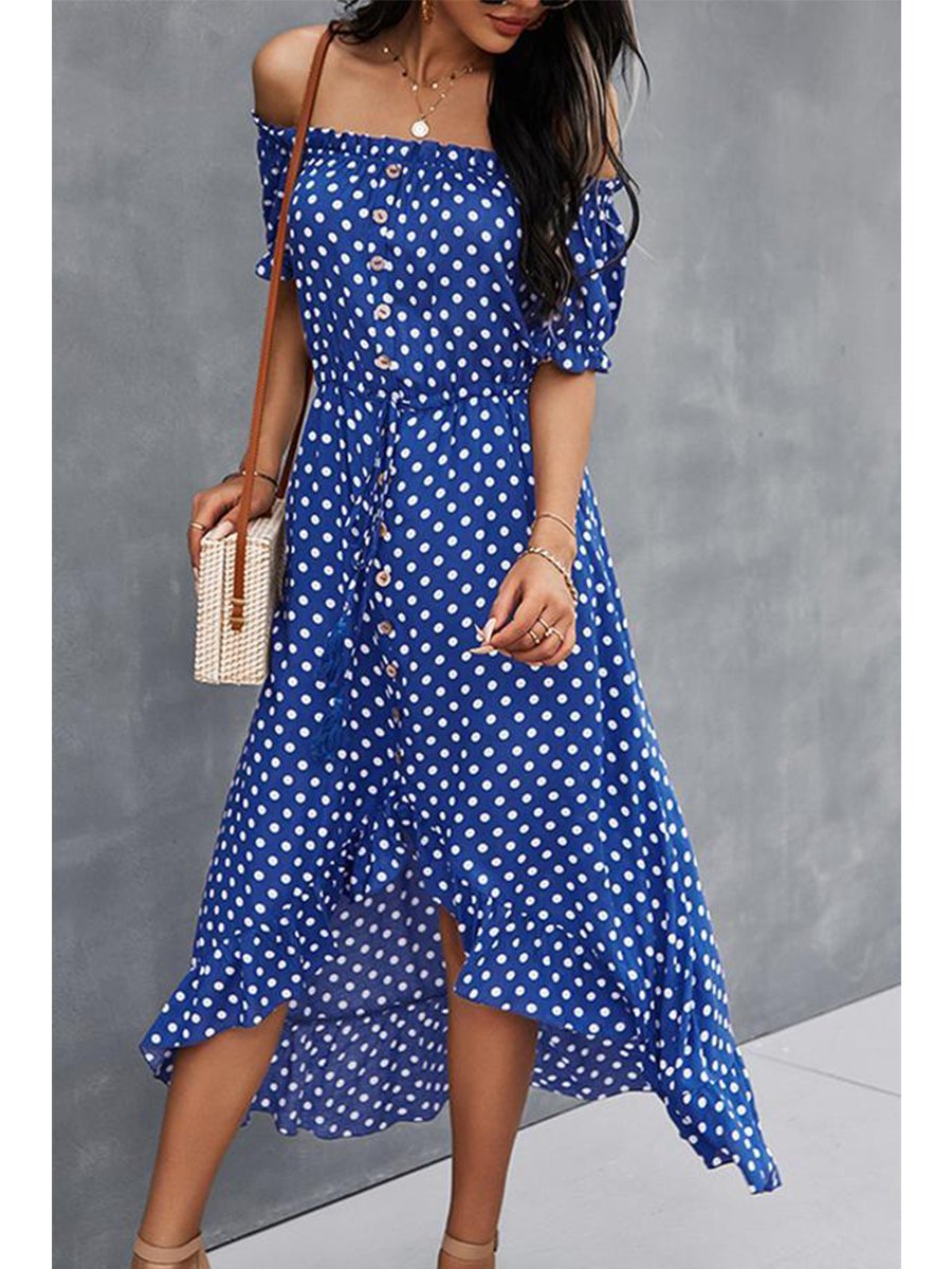 Trendy Polka Dot Strapless Dress