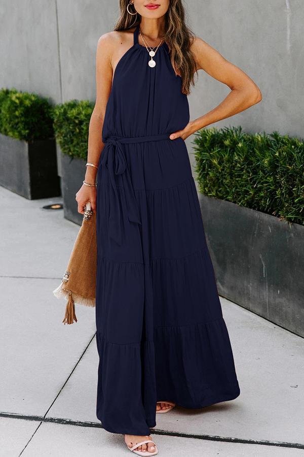 Glamorous Solid Halter Maxi Dress