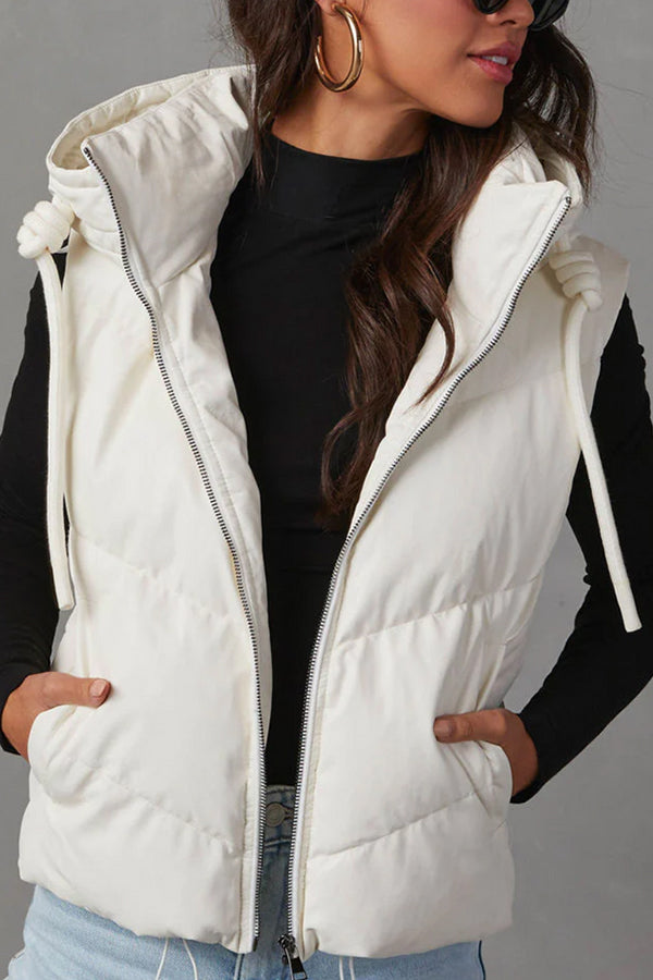 SHELTON POCKETED HOODED PUFFER DOWN VEST