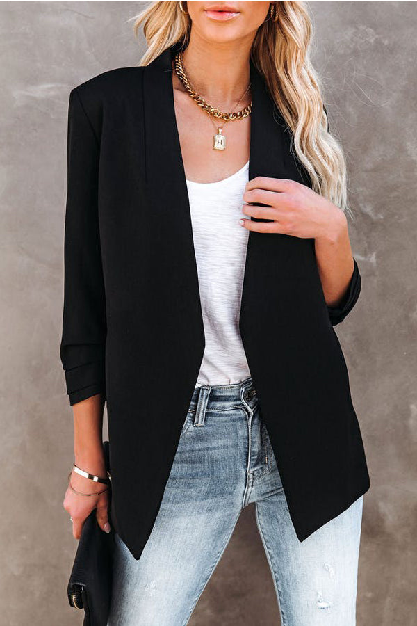 Solid Pocket Suit Coat