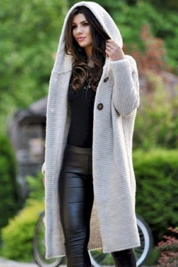 Solid Long Sweater Loose Knitting Cardigan
