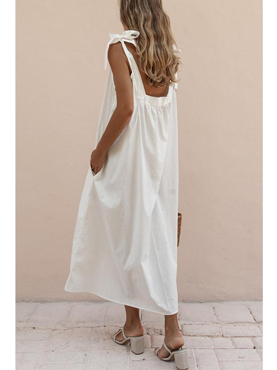 Ruffled feminine sexy backless lace-up dress