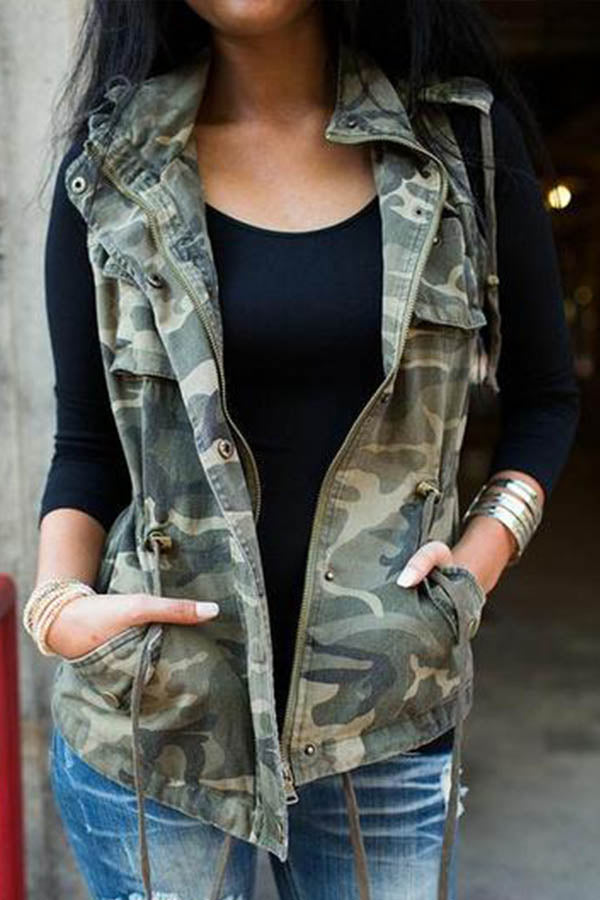 Camo Cinched Cargo Vest