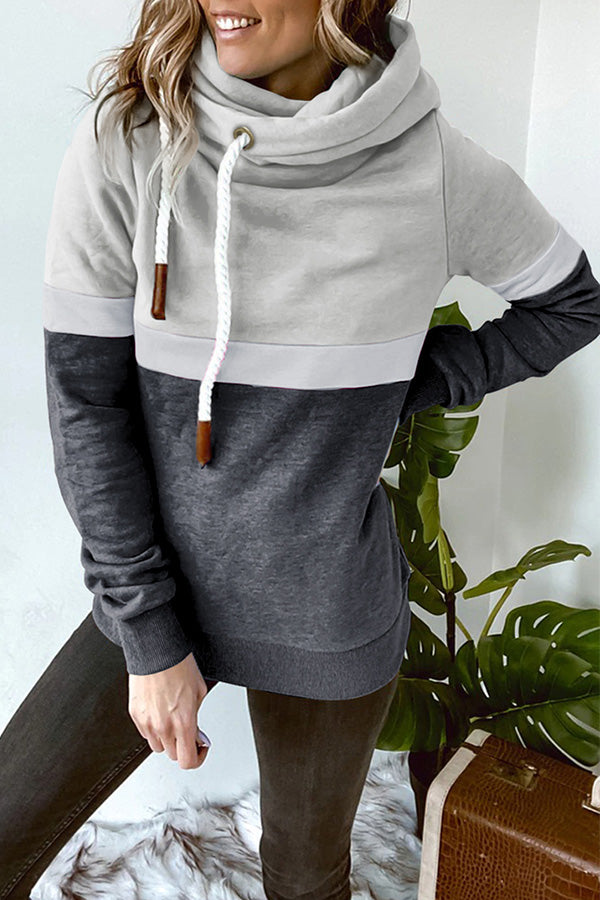 It's My Life Colorblock Turtleneck Hooded