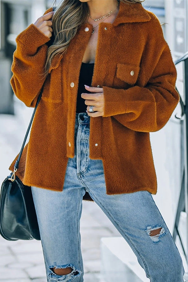 Solid Mink Flannel Single Breasted Jacket
