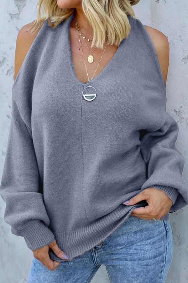 Off-the-shoulder Knitted Sweater