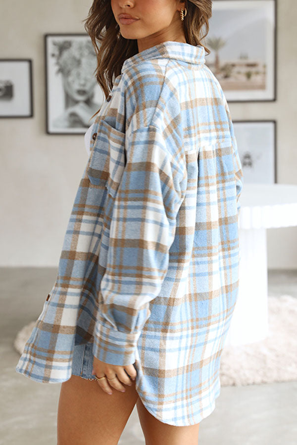 New Women's Plaid Shirt Coat