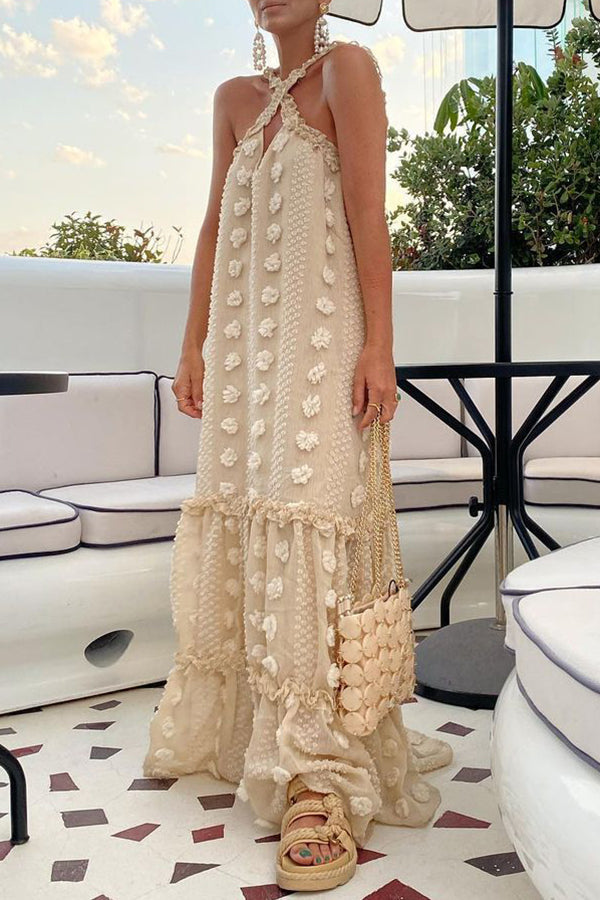 Three-dimensional Flower Mopping Cake Dress