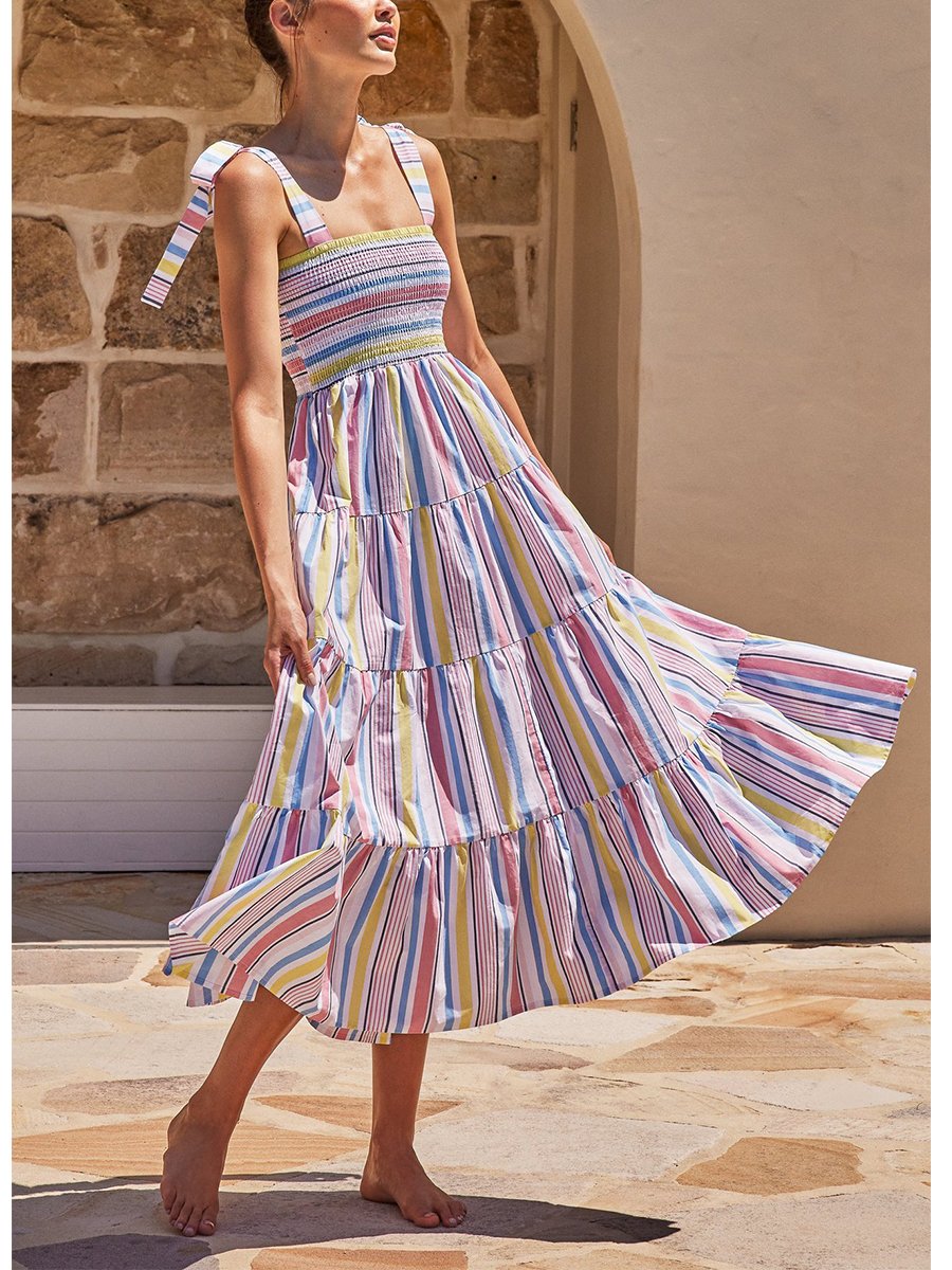 Temperament Fashion Holiday Strap Women's Print Dress