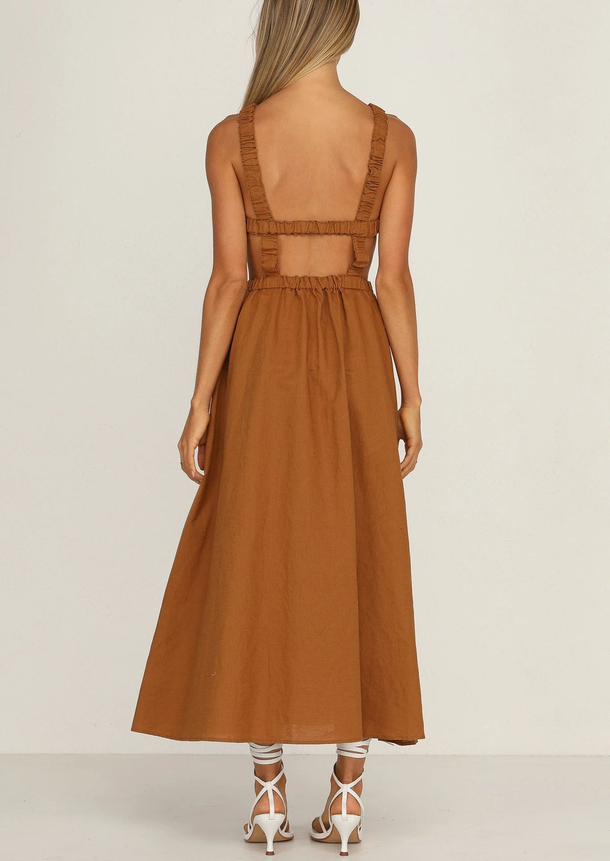 Backless Solid Color Sexy Cotton Linen Dress