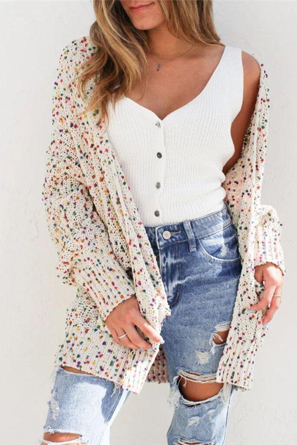 Multicolor Long Sleeve Pocket Cardigan