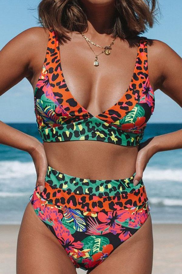 Leopard Floral Pattern Bikini