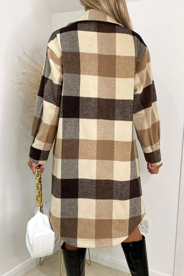 Lapel Casual Loose Plaid Jacket