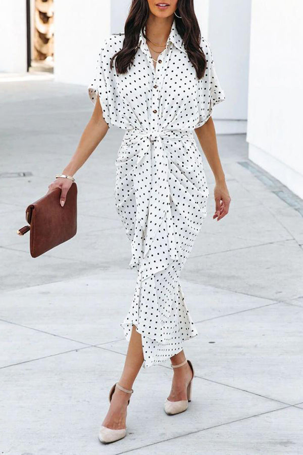 Polka Dot Sleeve Midi Dress