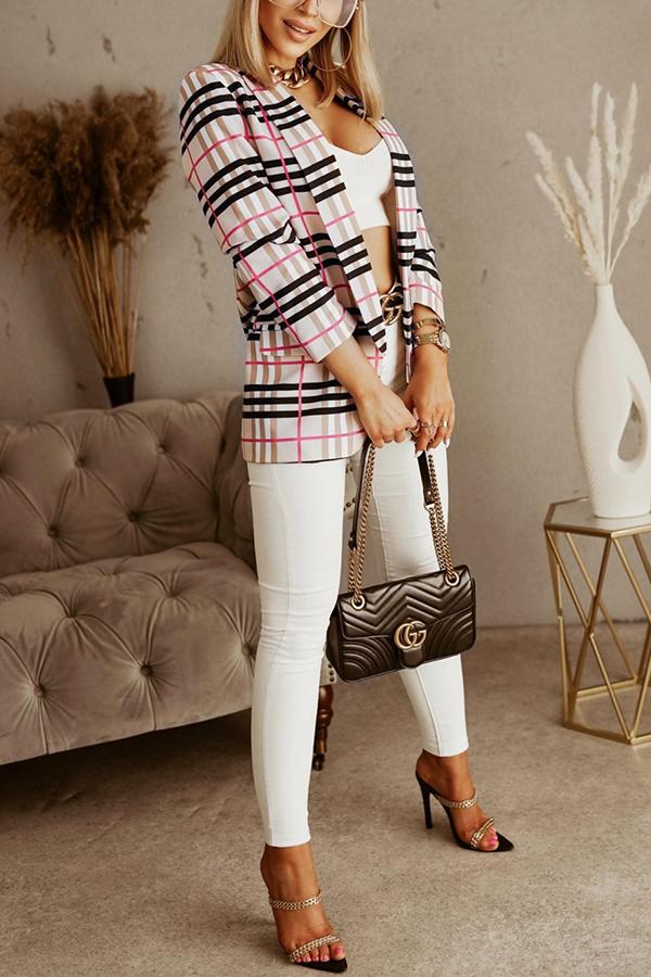 Multicolor Check Printed Suit Jacket