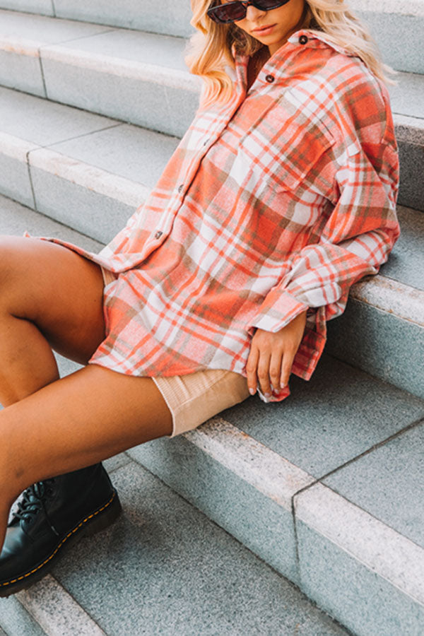 New Women's Plaid Shirt Coat