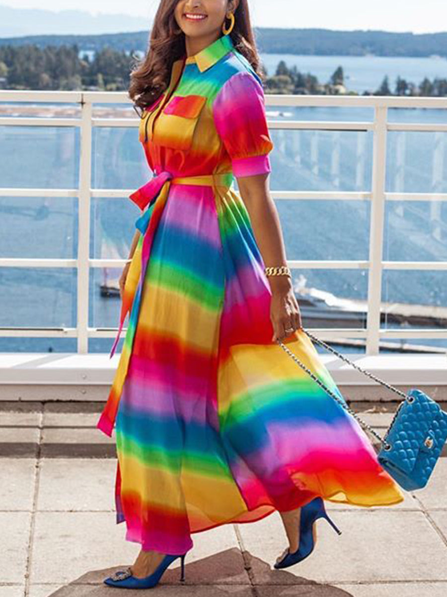 Rainbow Colors Fairy Maxi Dress