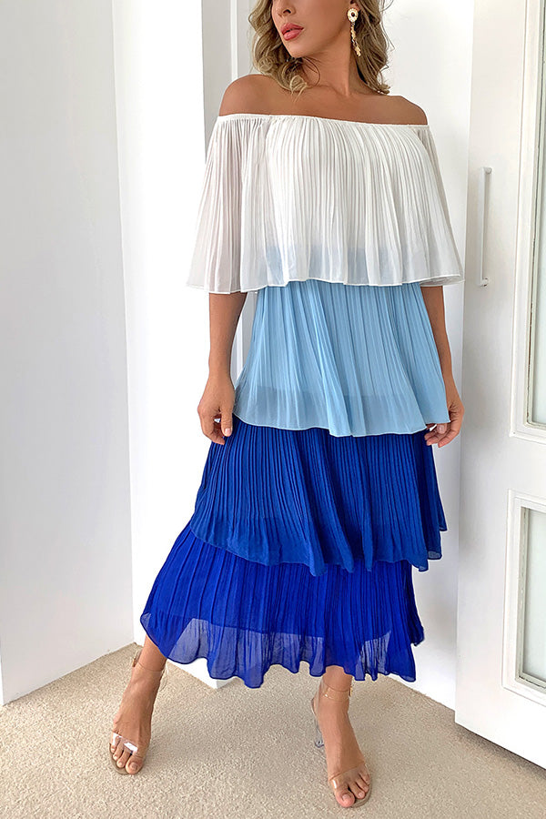 Contrast pleated cake skirt