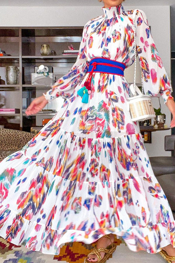 Fashion Long Sleeve Print Maxi Dress