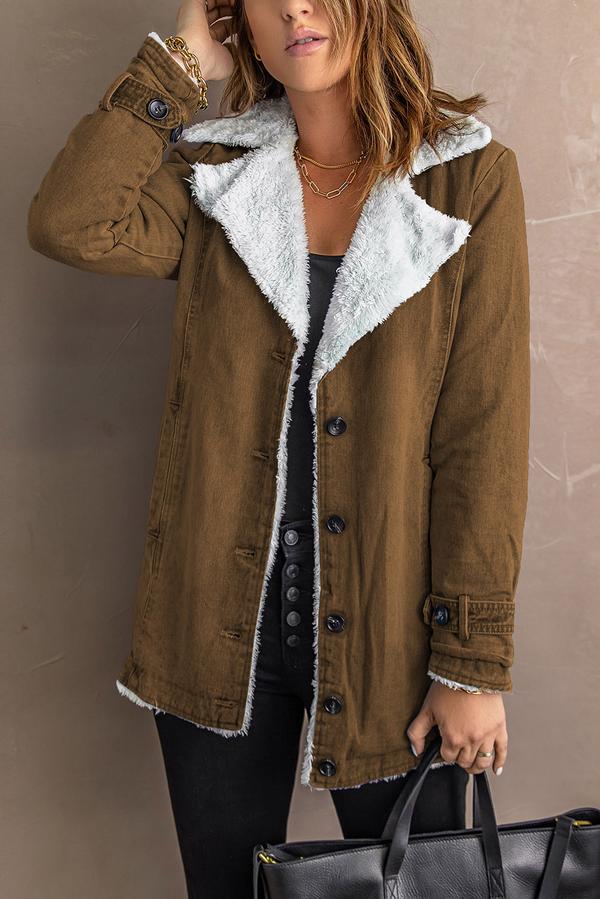 Lapel Collar Button Fleece Jacket