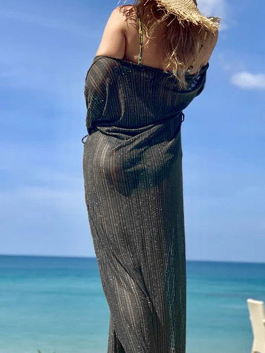 Black Crochet Trim Maxi Cover Up