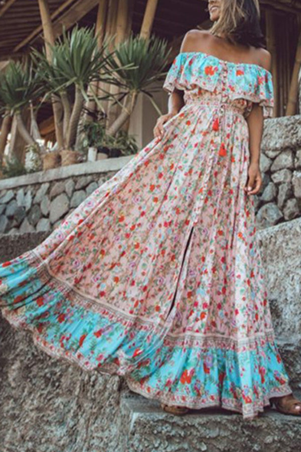 Vacation Sexy Off-the-shoulder Printed Dress