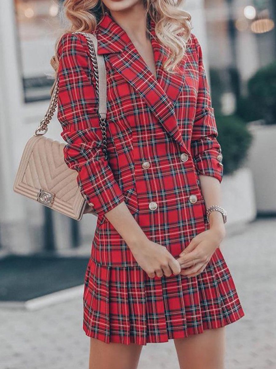 Two piece Plaid Double Breasted Jacket