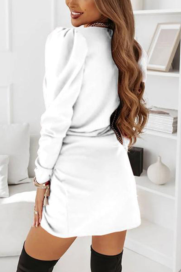 Long Sleeve Puff Sleeve Hip Skirt