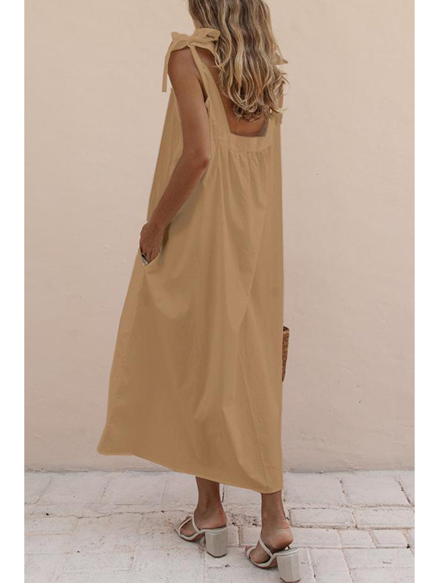 Ruffled feminine sexy backless lace-up dress